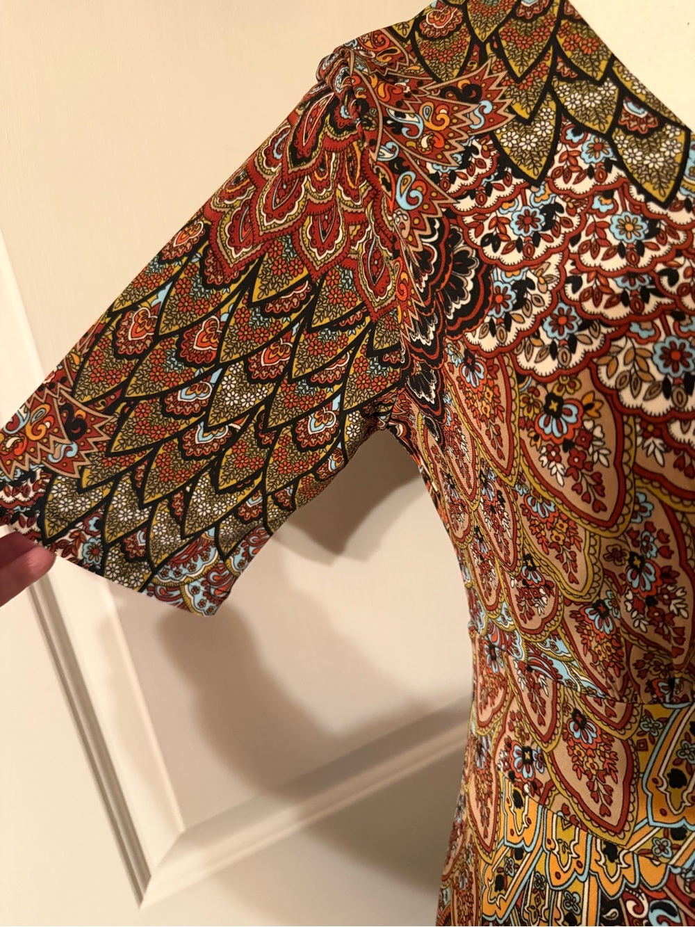 45~ New MSK Paisley V-Neck Maxi Dress in Rust, Mustard & Teal Medium - Picture 4 of 10